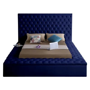 Furniture Bliss Collection Modern | Contemporary Velvet Upholstered Bed with Deep Button Tufting and Storage Compartments in Rai
