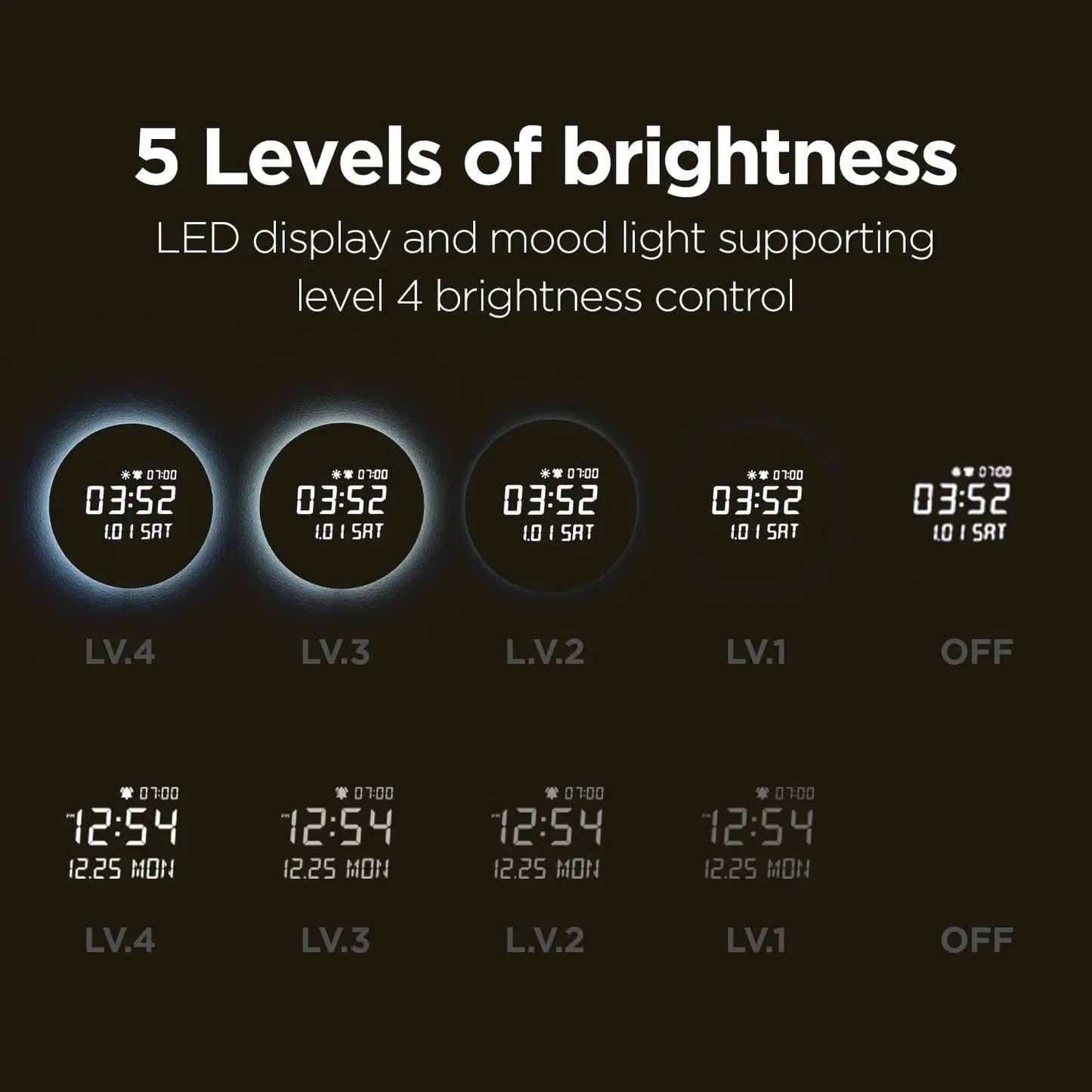 LED Silent Wooden Digital Wall Clock with Remote Control, Backlight Nightlight Digital Wood Wall Clock, Sunrise Alarm Melody