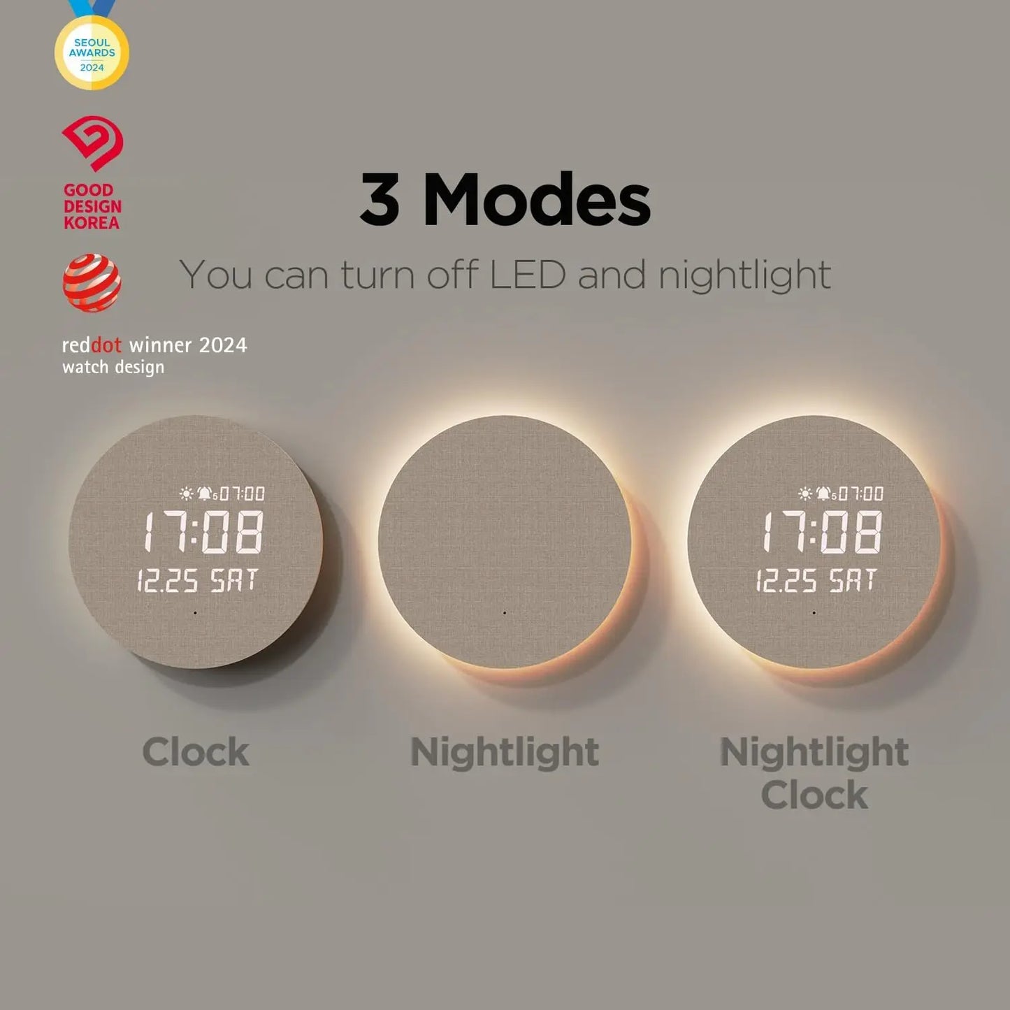 LED Silent Wooden Digital Wall Clock with Remote Control, Backlight Nightlight Digital Wood Wall Clock, Sunrise Alarm Melody