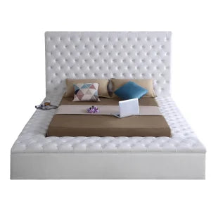 Furniture Bliss Collection Modern | Contemporary Velvet Upholstered Bed with Deep Button Tufting and Storage Compartments in Rai