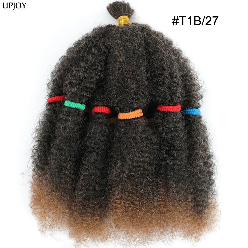 Afro Kinky Curly Hair Bulk Synthetic 12inch Ombre Marley Twists Braiding Hair #1B 4 27 30 33 99J Green Ombre Purple Brown Colors
