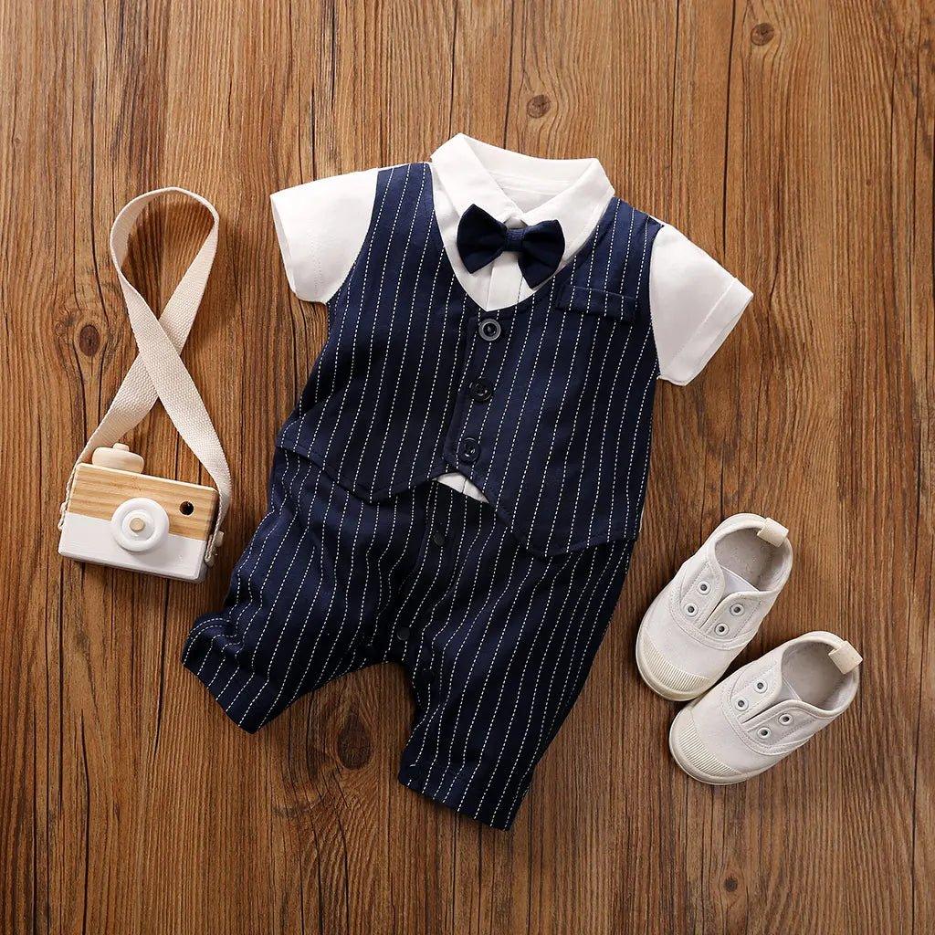 0 - 18 Baby Bodysuit Gentleman Style Handsome Formal Cotton Comfortable Soft Boys And Girls Summer Short Sleeved Newborn Clothes - MAGUSTA BEAUTY