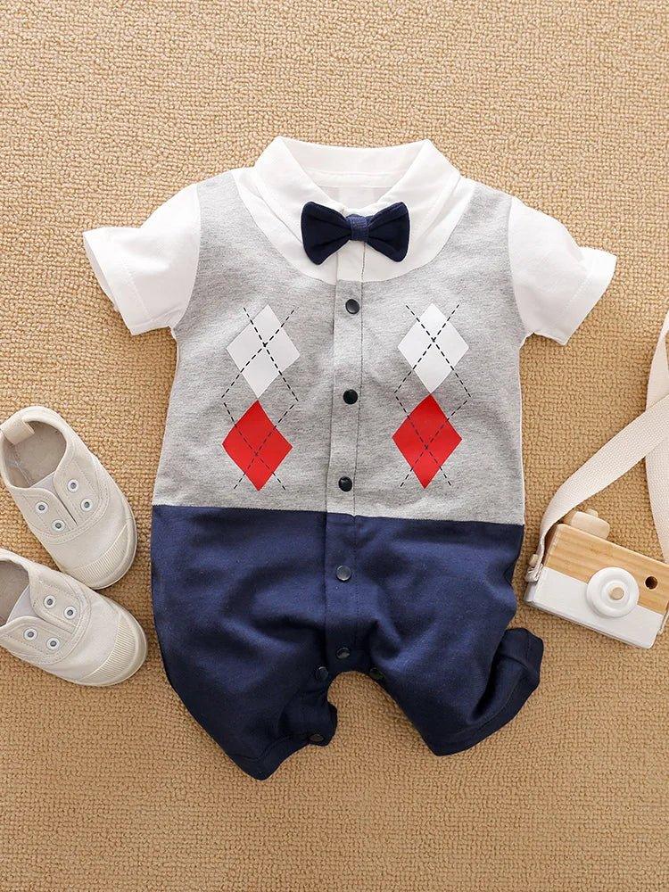 0 - 18 Baby Bodysuit Gentleman Style Handsome Formal Cotton Comfortable Soft Boys And Girls Summer Short Sleeved Newborn Clothes - MAGUSTA BEAUTY
