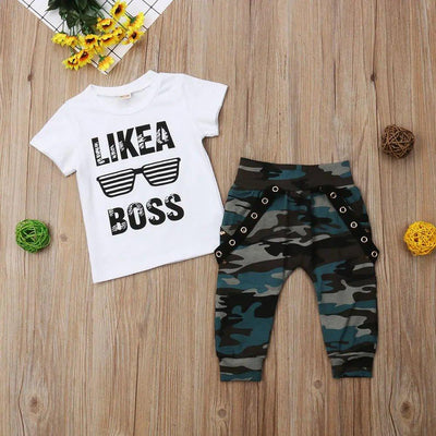 0 - 3Y Newborn Infant Toddler Baby Boy Clothes Set Kids Boys Cute Short Sleeve T-Shirt Top+Pants Outfits Clothing Set - MAGUSTA BEAUTY