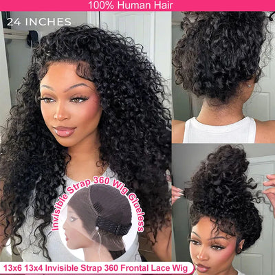 13x6 13x4 Deep Wave Frontal Wig Snug Fit Transparent 30 Inch Invisible Strap 360 Full Hd Lace Front Wig Glueless Wig Human Hair