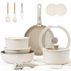 20-piece Pots And Pans Set, KIKCOIN Non-stick Ceramic Cookware Set With Removable Handles. Space-saving, Oven, Dishwasher.