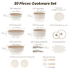 20-piece Pots And Pans Set, KIKCOIN Non-stick Ceramic Cookware Set With Removable Handles. Space-saving, Oven, Dishwasher.