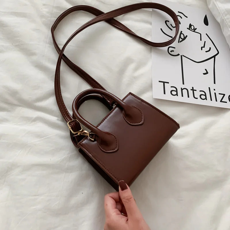 Yogodlns Vintage Mini Crossbody Bag Women PU Leather Small Messenger Bag Elegant Shoulder Bag Designer Handbag Casual Lady Purse