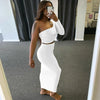 2 Piece Set Skirt and One Shoulder Long Sleeve Crop Top Fall Clothes for Women 2021 Fashion Sexy Club Outfits