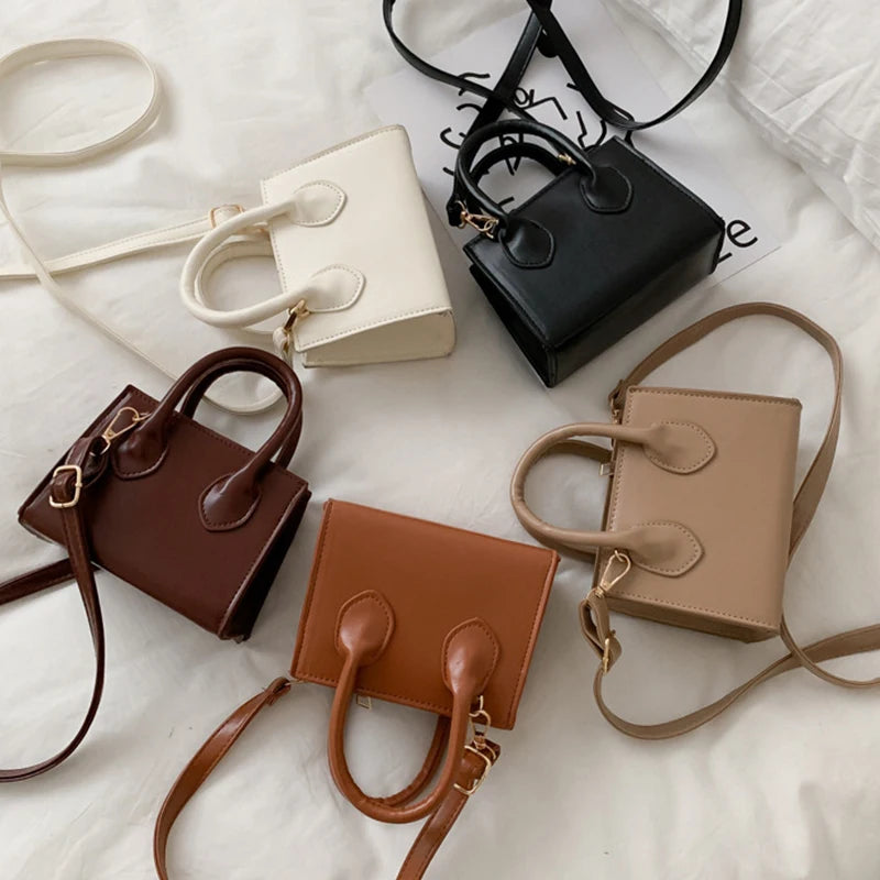 Yogodlns Vintage Mini Crossbody Bag Women PU Leather Small Messenger Bag Elegant Shoulder Bag Designer Handbag Casual Lady Purse