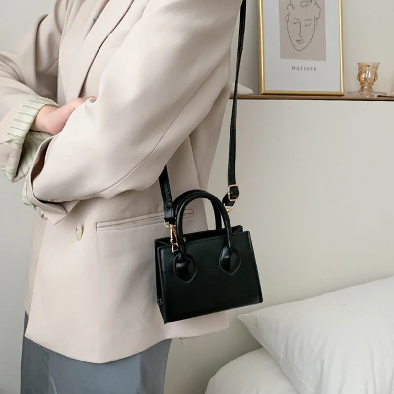Yogodlns Vintage Mini Crossbody Bag Women PU Leather Small Messenger Bag Elegant Shoulder Bag Designer Handbag Casual Lady Purse