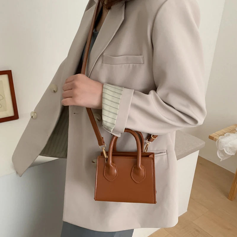 Yogodlns Vintage Mini Crossbody Bag Women PU Leather Small Messenger Bag Elegant Shoulder Bag Designer Handbag Casual Lady Purse
