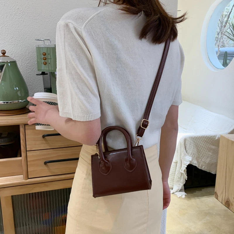 Yogodlns Vintage Mini Crossbody Bag Women PU Leather Small Messenger Bag Elegant Shoulder Bag Designer Handbag Casual Lady Purse