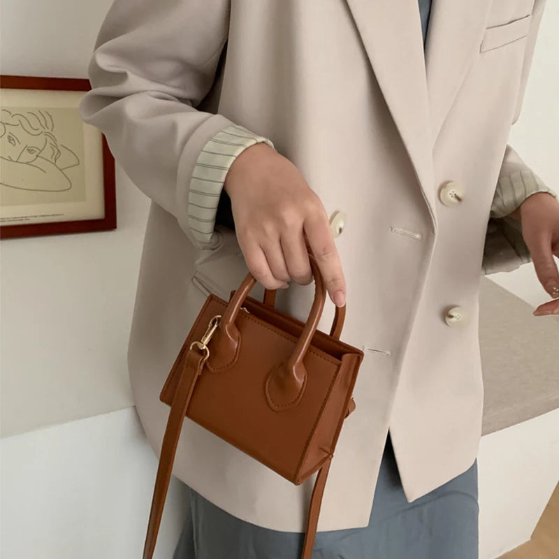 Yogodlns Vintage Mini Crossbody Bag Women PU Leather Small Messenger Bag Elegant Shoulder Bag Designer Handbag Casual Lady Purse