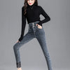 Thermal Winter Thick Fleece High-waist Warm Skinny Jeans Thick Women Stretch Button Pencil Pants Mom Casual Velvet Jeans