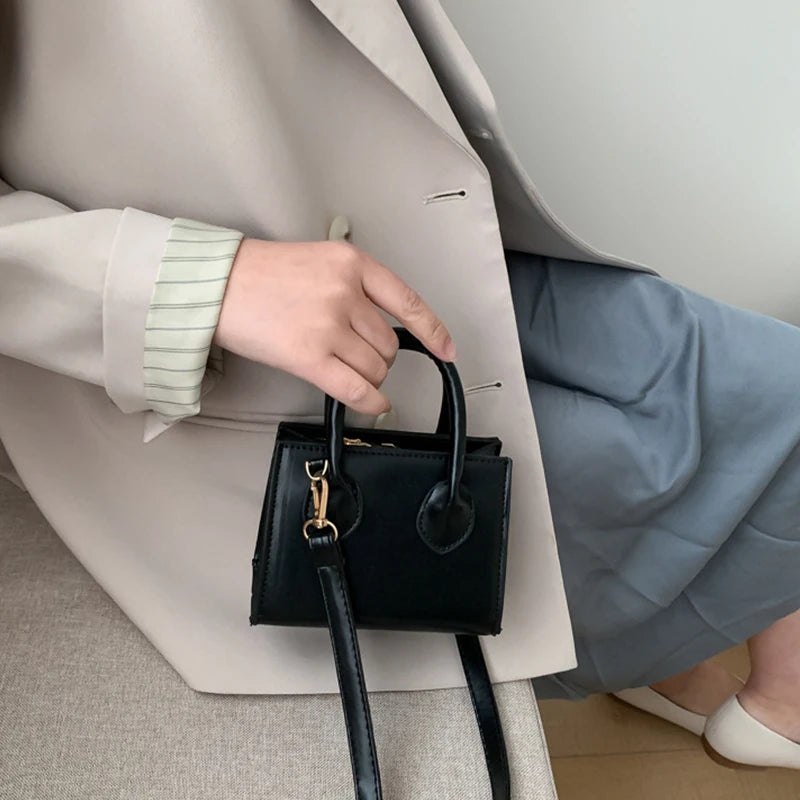 Yogodlns Vintage Mini Crossbody Bag Women PU Leather Small Messenger Bag Elegant Shoulder Bag Designer Handbag Casual Lady Purse