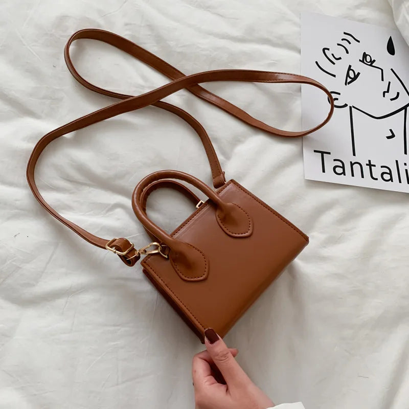 Yogodlns Vintage Mini Crossbody Bag Women PU Leather Small Messenger Bag Elegant Shoulder Bag Designer Handbag Casual Lady Purse
