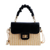 Straw Beach Bag for Women 2021 Summer Pleated Handle Luxury Designer Bag Contrast Color Crossbody Purse and Handbag Lady Bolsos