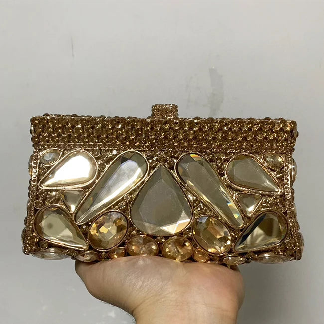 In Stock Lady Diamond Dinner Rhinestone Stone Crystal Women Party Hard Purse Bride Evening Bridal Wedding Hardside Clutch Bag