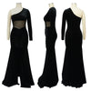 K10354 New Arrival Velvet Mesh Patchwork One Shoulder Ruched Mermaid Dress High Slit Party Dress Gowns for Women Evening Dresses
