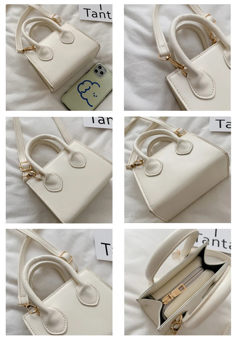 Yogodlns Vintage Mini Crossbody Bag Women PU Leather Small Messenger Bag Elegant Shoulder Bag Designer Handbag Casual Lady Purse
