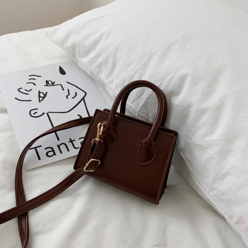 Yogodlns Vintage Mini Crossbody Bag Women PU Leather Small Messenger Bag Elegant Shoulder Bag Designer Handbag Casual Lady Purse