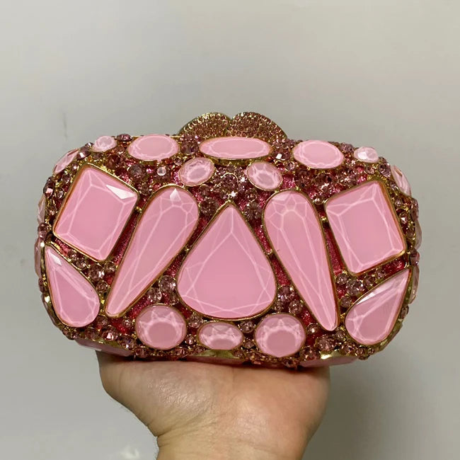 In Stock Lady Diamond Dinner Rhinestone Stone Crystal Women Party Hard Purse Bride Evening Bridal Wedding Hardside Clutch Bag