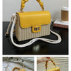 Straw Beach Bag for Women 2021 Summer Pleated Handle Luxury Designer Bag Contrast Color Crossbody Purse and Handbag Lady Bolsos