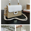 Straw Beach Bag for Women 2021 Summer Pleated Handle Luxury Designer Bag Contrast Color Crossbody Purse and Handbag Lady Bolsos