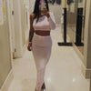 2 Piece Set Skirt and One Shoulder Long Sleeve Crop Top Fall Clothes for Women 2021 Fashion Sexy Club Outfits