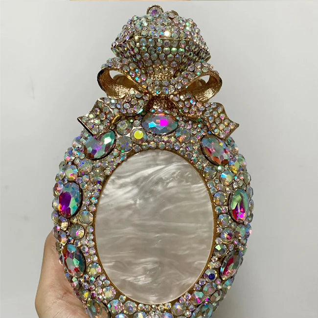 In Stock Lady Diamond Dinner Rhinestone Stone Crystal Women Party Hard Purse Bride Evening Bridal Wedding Hardside Clutch Bag