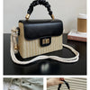 Straw Beach Bag for Women 2021 Summer Pleated Handle Luxury Designer Bag Contrast Color Crossbody Purse and Handbag Lady Bolsos