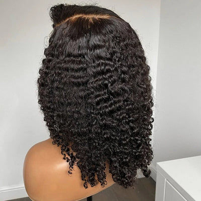 16inch 180% Density Kinky Curly Silk Base Full Lace Wig Peruvian Curly Silk Top Full Lace Human Hair Wigs For Women