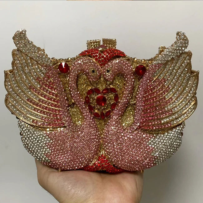 In Stock Lady Diamond Dinner Rhinestone Stone Crystal Women Party Hard Purse Bride Evening Bridal Wedding Hardside Clutch Bag