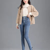 Thermal Winter Thick Fleece High-waist Warm Skinny Jeans Thick Women Stretch Button Pencil Pants Mom Casual Velvet Jeans