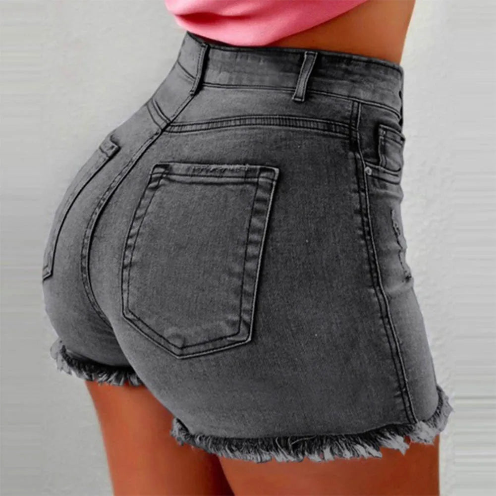 2020 Summer Hot Shorts Women Jeans High Waist Denim Shorts Fringe Frayed Ripped Denim Shorts for Women Hot Shorts with Pockets
