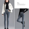 Thermal Winter Thick Fleece High-waist Warm Skinny Jeans Thick Women Stretch Button Pencil Pants Mom Casual Velvet Jeans