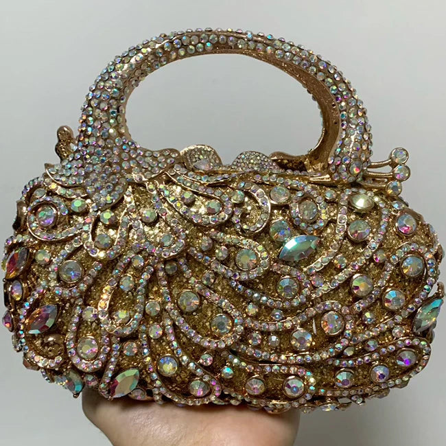 In Stock Lady Diamond Dinner Rhinestone Stone Crystal Women Party Hard Purse Bride Evening Bridal Wedding Hardside Clutch Bag