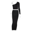 2 Piece Set Skirt and One Shoulder Long Sleeve Crop Top Fall Clothes for Women 2021 Fashion Sexy Club Outfits