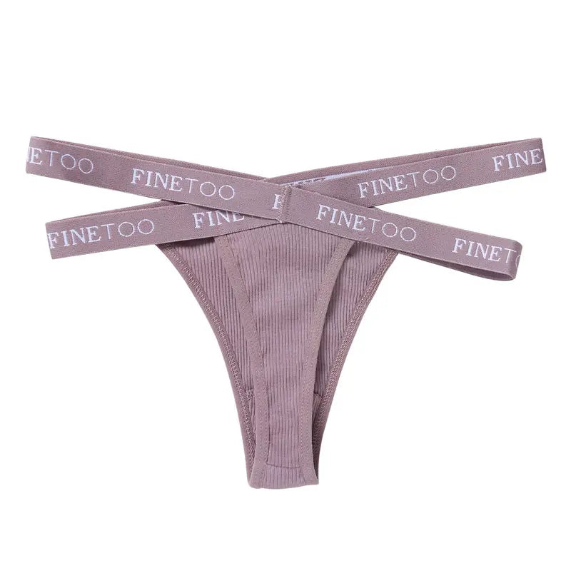 3PCS/Set Cross Strap G-String Cotton Panties Women Sexy High Waist Women's Panties FINETOO Letter Waisted Panty Lingerie M-XL