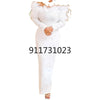Customized Customized 2025 Hot Sale Women White Short Sleeve Bodycon Dress Club Party Beading Dress Elegant Lady Fashion Dress