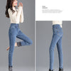 Thermal Winter Thick Fleece High-waist Warm Skinny Jeans Thick Women Stretch Button Pencil Pants Mom Casual Velvet Jeans