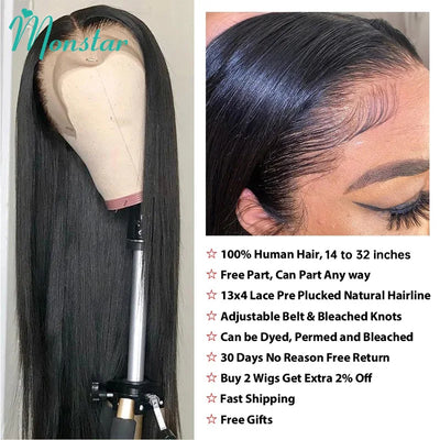 30 Inches Brazilian Bone Straight Human Hair 5x5 Closure Wig 13x4 13x6 Lace Front Human Hair Wig 360 Lace Frontal Wigs for Women