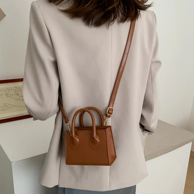 Yogodlns Vintage Mini Crossbody Bag Women PU Leather Small Messenger Bag Elegant Shoulder Bag Designer Handbag Casual Lady Purse