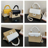 Straw Beach Bag for Women 2021 Summer Pleated Handle Luxury Designer Bag Contrast Color Crossbody Purse and Handbag Lady Bolsos