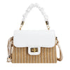 Straw Beach Bag for Women 2021 Summer Pleated Handle Luxury Designer Bag Contrast Color Crossbody Purse and Handbag Lady Bolsos
