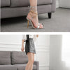 Women's Sandals High Heels 12CM New Chain Ankle Strap Gold White Pointed Toe Female Party Shoes Sandalias de mujer Size 35-42