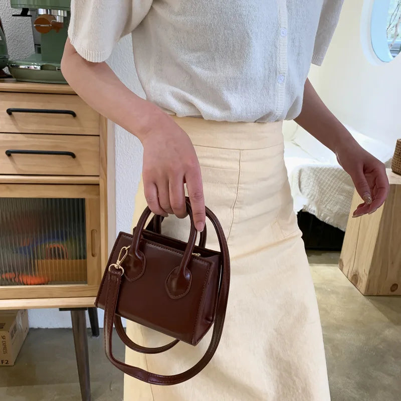 Yogodlns Vintage Mini Crossbody Bag Women PU Leather Small Messenger Bag Elegant Shoulder Bag Designer Handbag Casual Lady Purse
