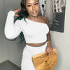 2 Piece Set Skirt and One Shoulder Long Sleeve Crop Top Fall Clothes for Women 2021 Fashion Sexy Club Outfits