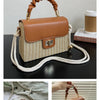 Straw Beach Bag for Women 2021 Summer Pleated Handle Luxury Designer Bag Contrast Color Crossbody Purse and Handbag Lady Bolsos